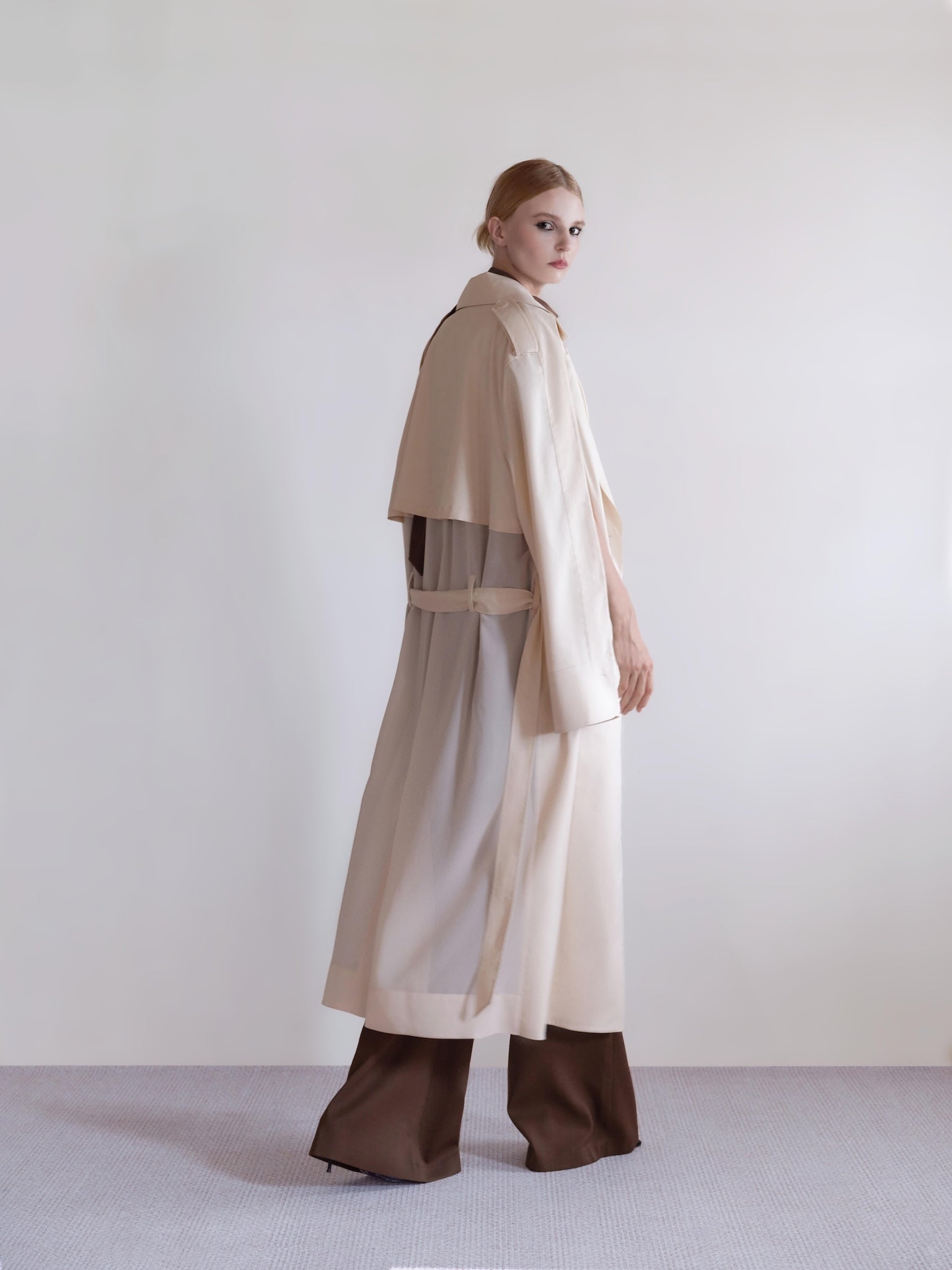 Solene Cream Drapery Trench Coat