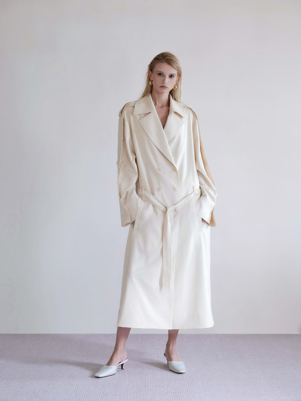 Solene Cream Drapery Trench Coat