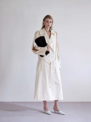Solene Cream Drapery Trench Coat
