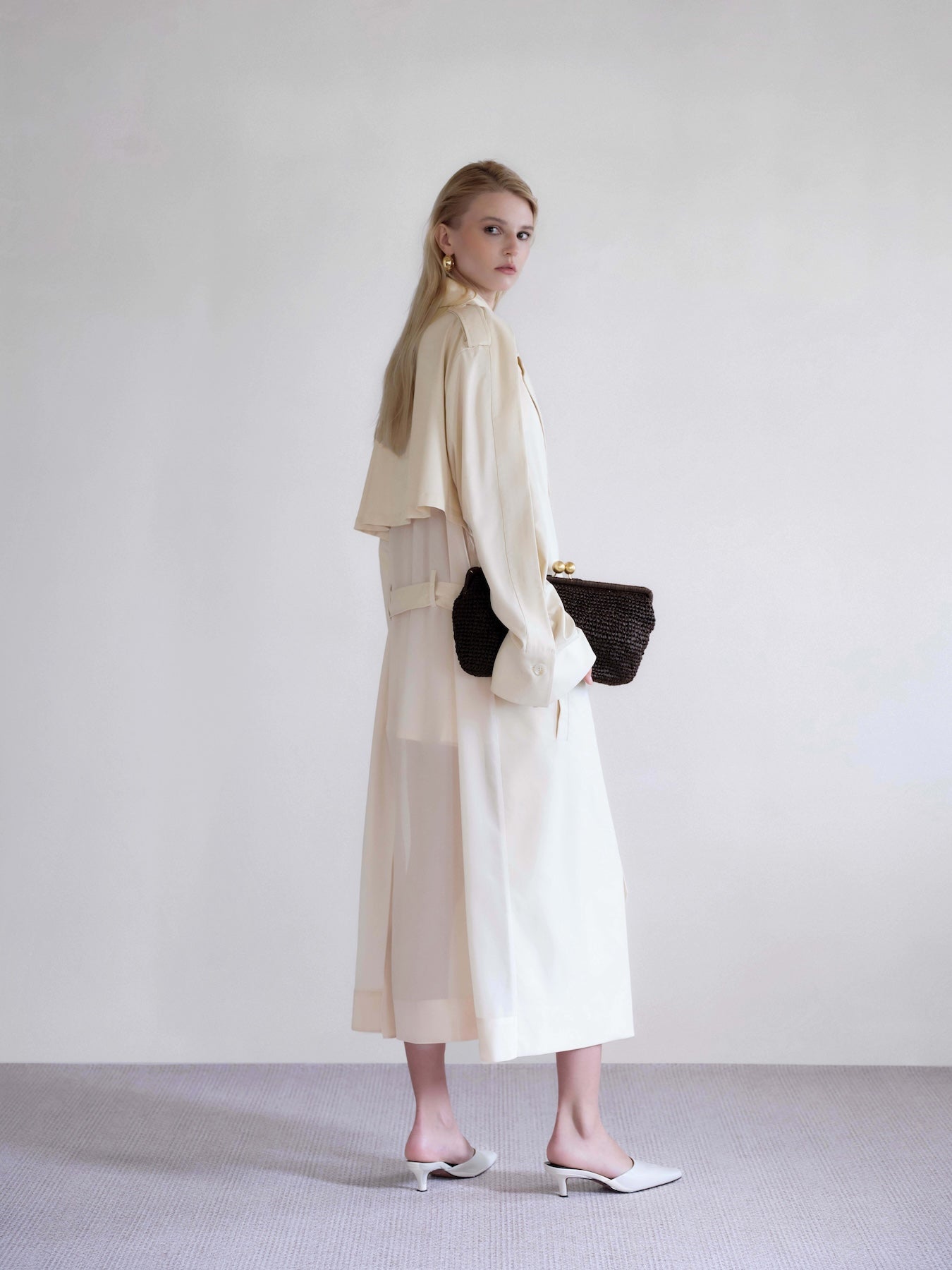 Solene Cream Drapery Trench Coat