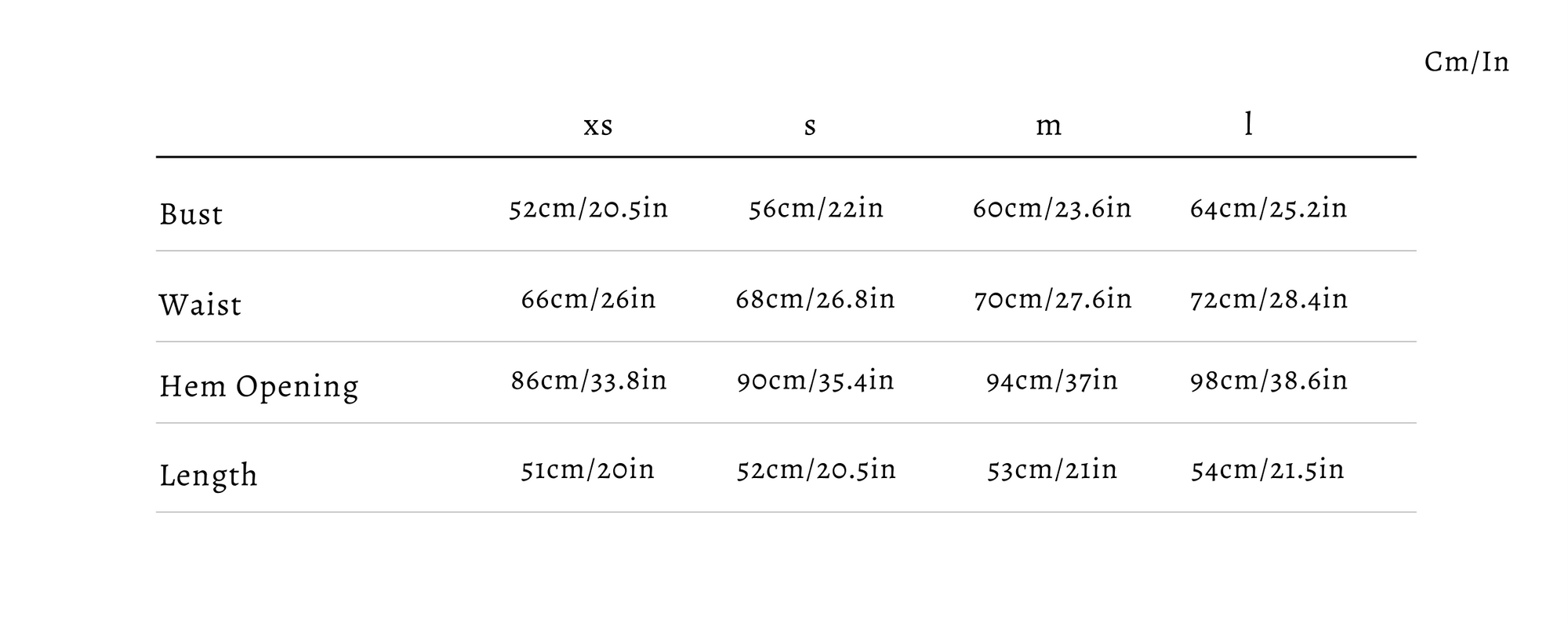 Size guide for Halo Satin Paneled Top
