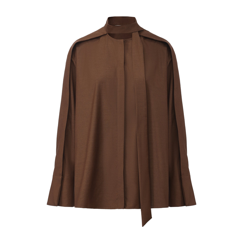Kline Open Sleeve Shirt- Brown