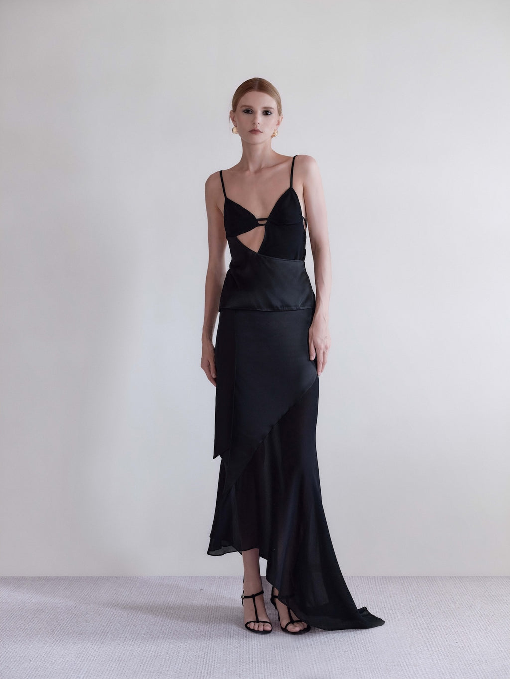 Lume Satin Paneled Skirt