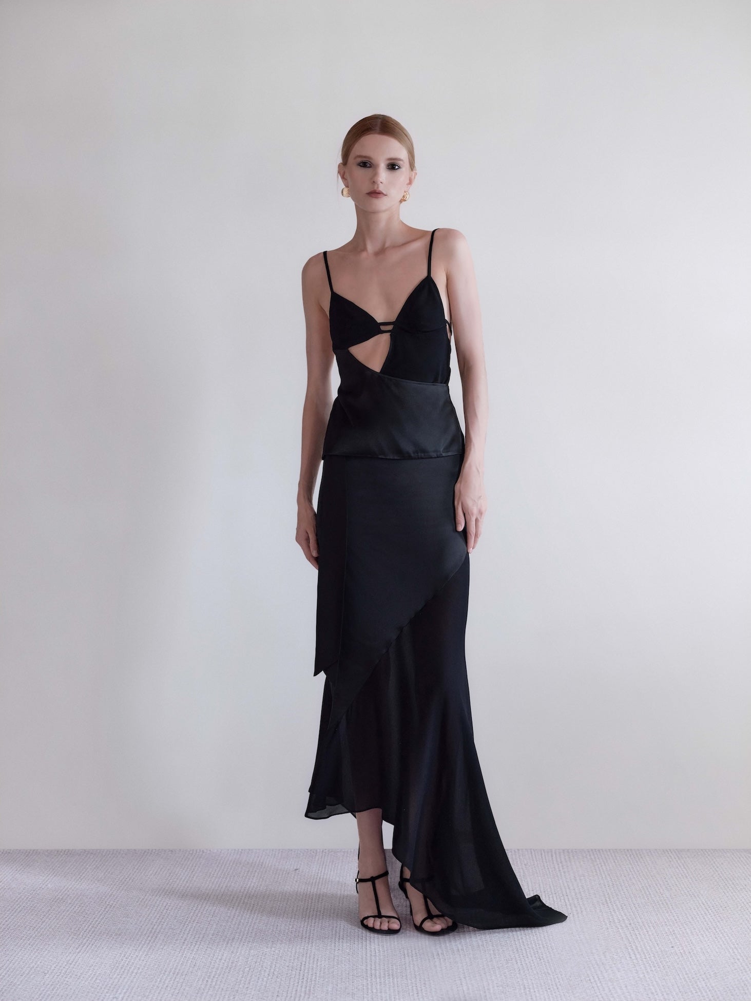 Lume Satin Paneled Skirt