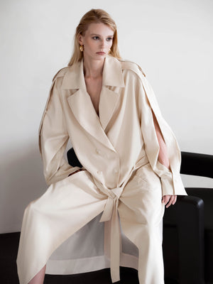 Solene Cream Drapery Trench Coat