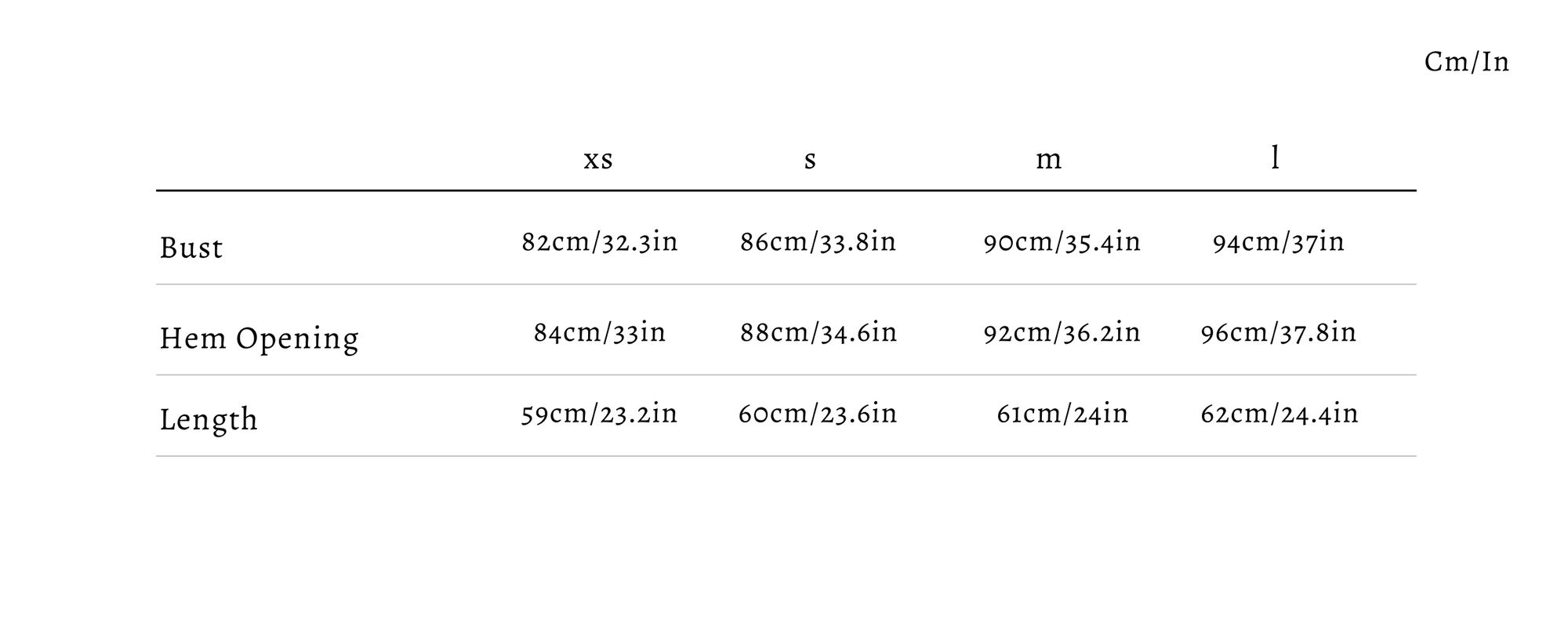Size guide for Sway Wrapped Top