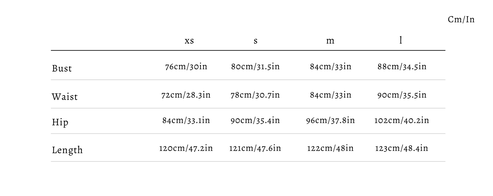 Size guide for Strapless Oceana Maxi Dress