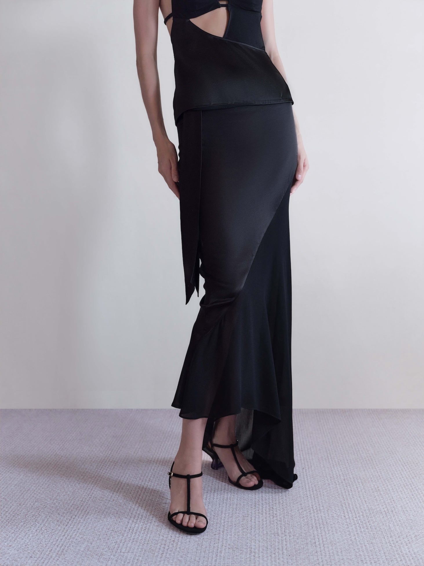 Lume Satin Paneled Skirt
